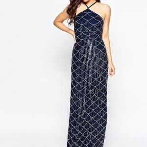 ASOS MayaDeluxe Halter Neck Embellished Maxi Dress